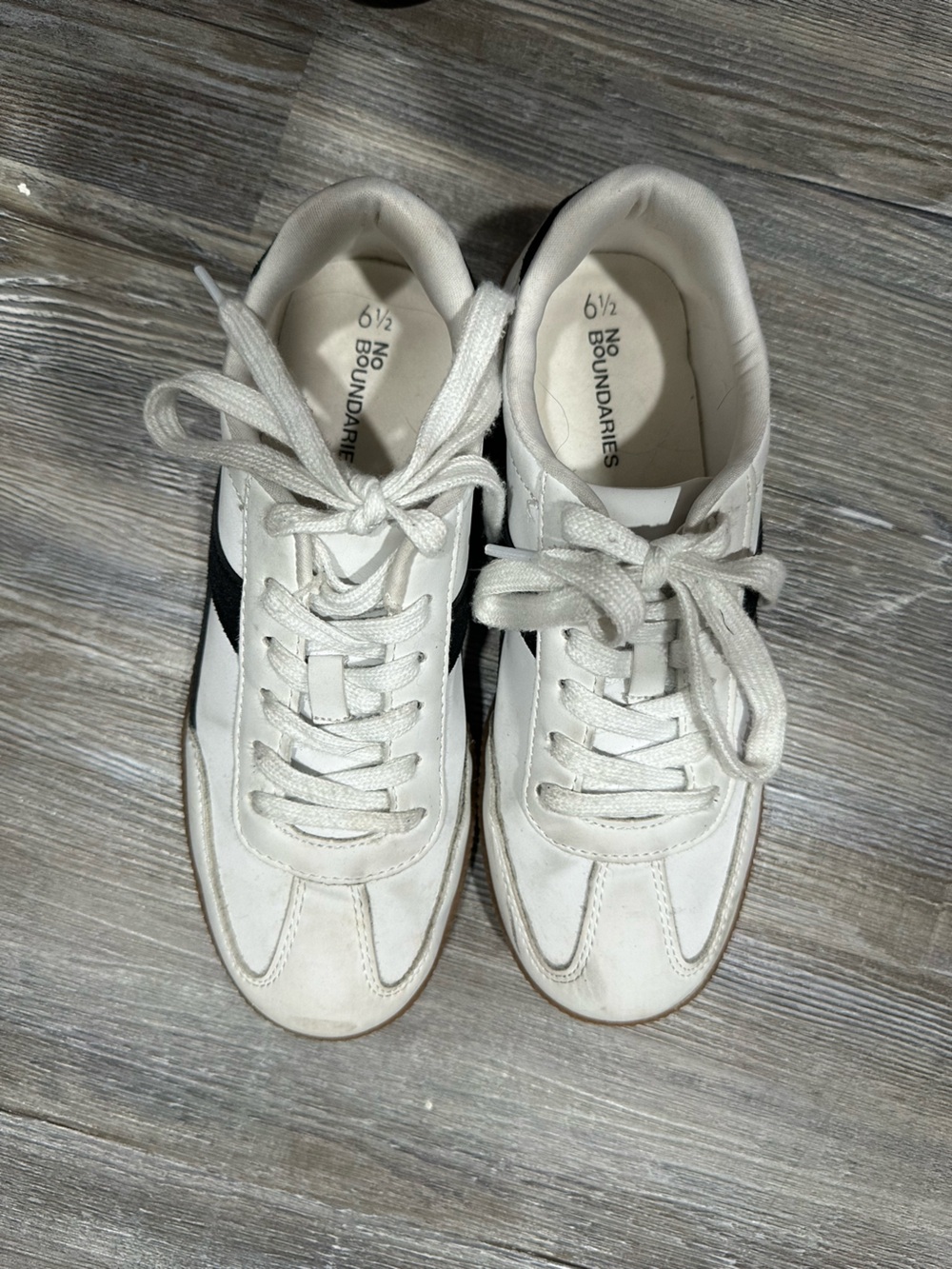 No Boundaries White Sneakers with Black Side Stripe